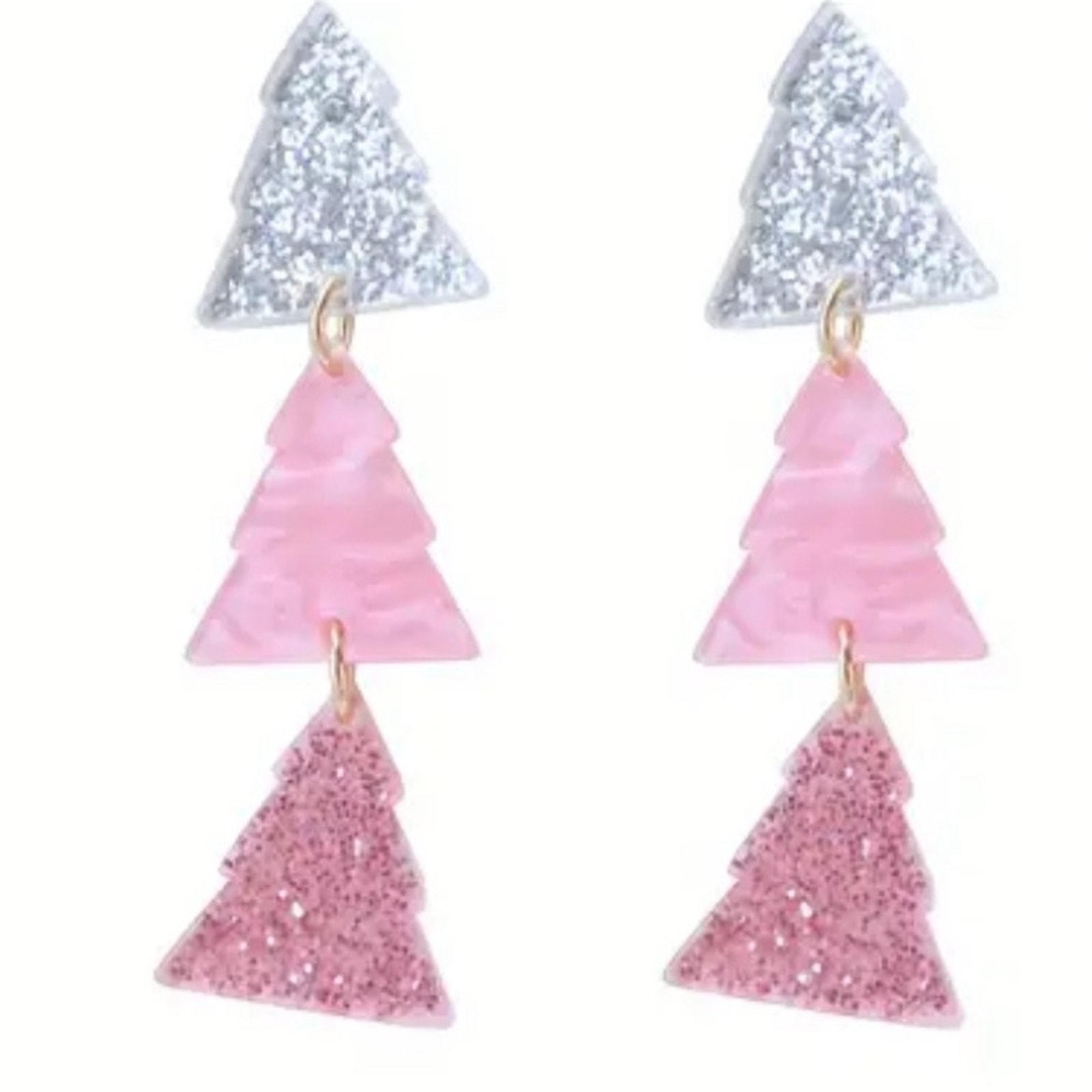 Pink Christmas Trees Earrings